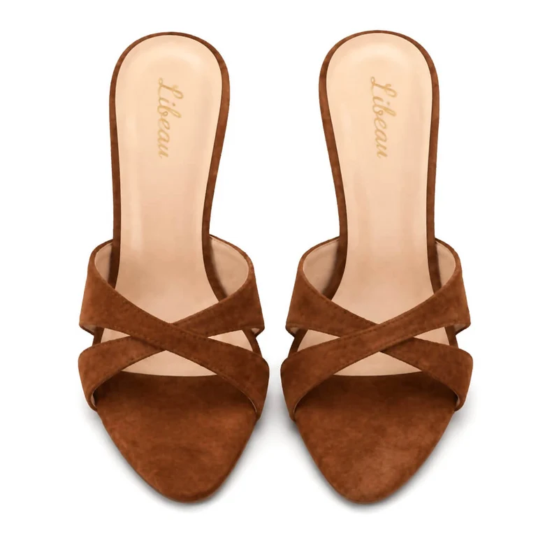 Cecile Mules – Cognac Wildleder High Heel Mules Damen