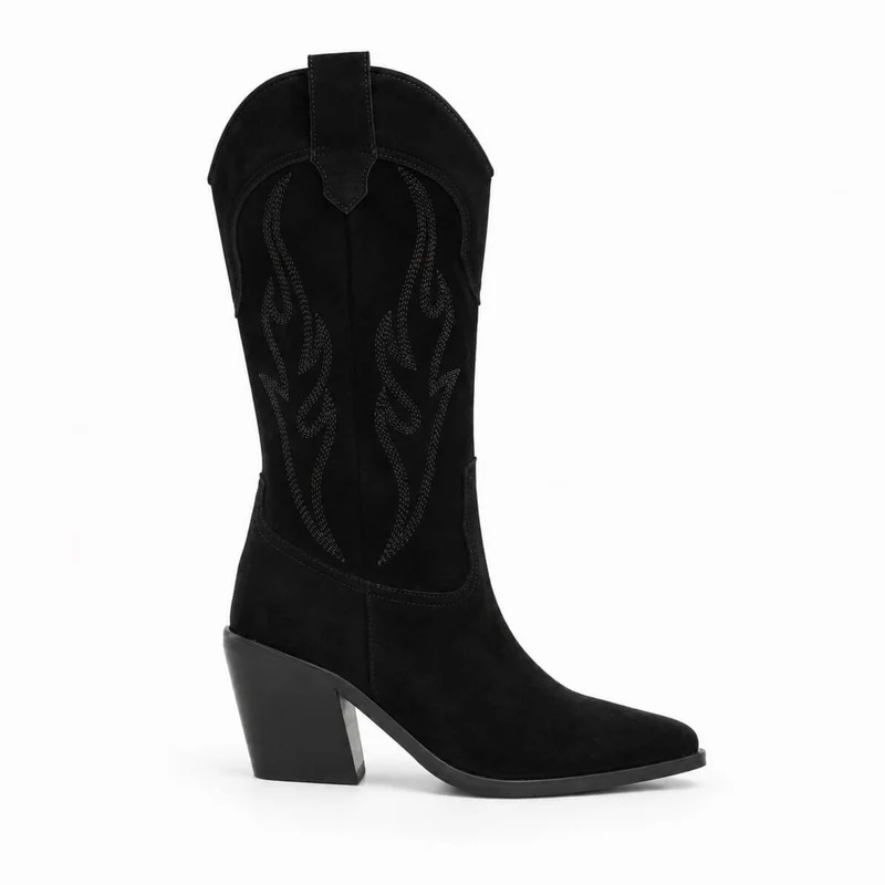 Dakota Boots – Damen Western Stiefel Schwarz Wildleder