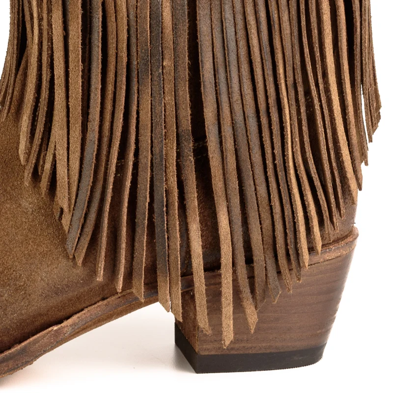 Damen-Cowboystiefel mit Fransen, Modell 2475, braunes Wildleder | Sofort lieferbar | Größe 41