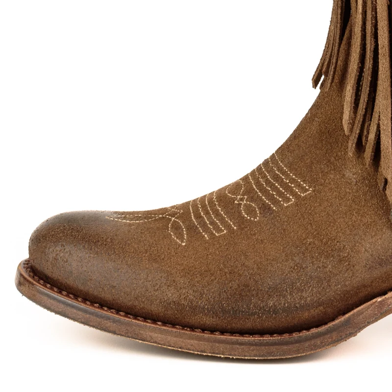 Damen-Cowboystiefel mit Fransen, Modell 2475, braunes Wildleder | Sofort lieferbar | Größe 41