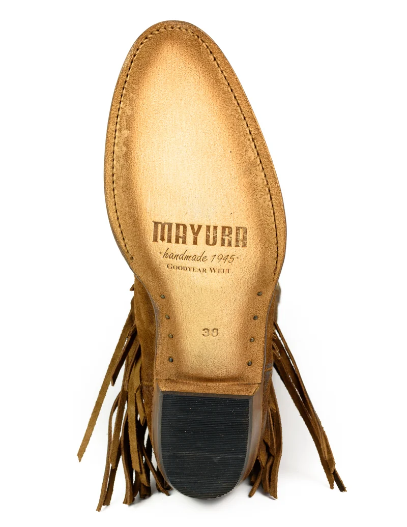 Damen-Cowboystiefel mit Fransen, Modell 2475, braunes Wildleder | Sofort lieferbar | Größe 41