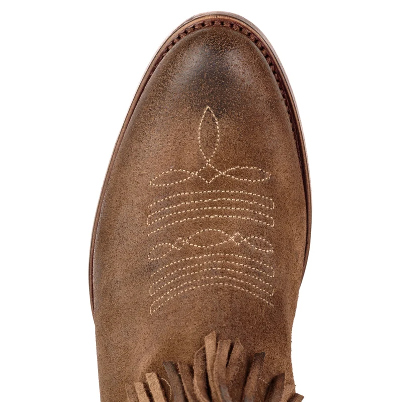 Damen-Cowboystiefel mit Fransen, Modell 2475, braunes Wildleder | Sofort lieferbar | Größe 41