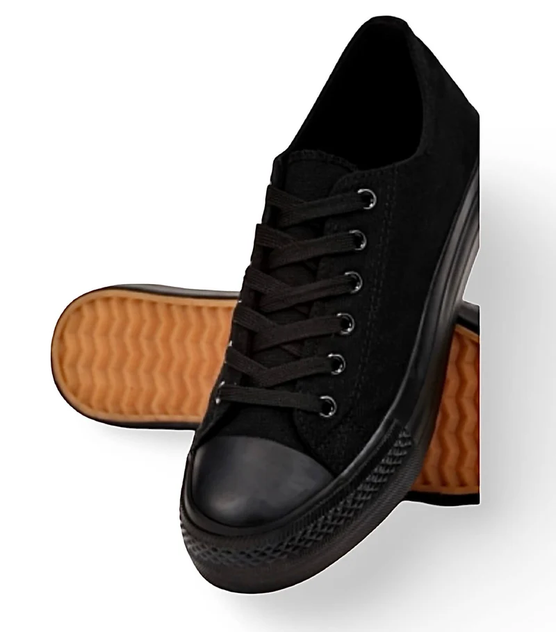 Verse Sneaker – Schwarze Canvas-Sneaker mit leicht Plateau