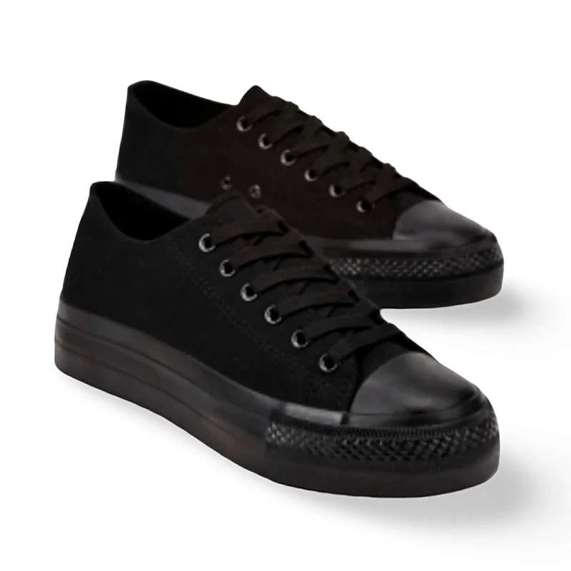 Verse Sneaker – Schwarze Canvas-Sneaker mit leicht Plateau