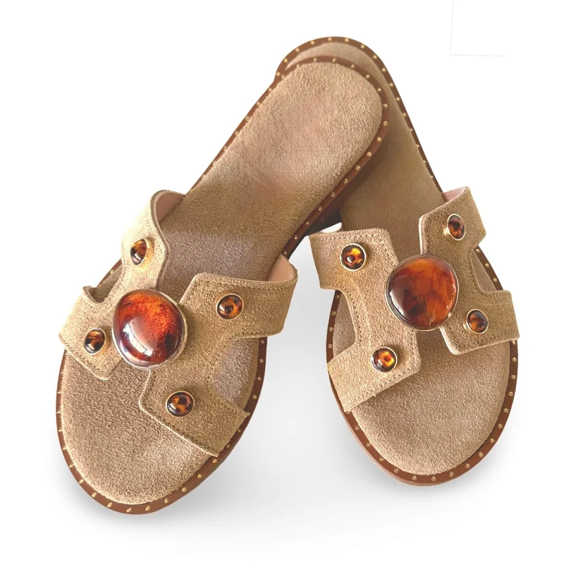 Mosaic – Beige Sandton Wildleder Slipper