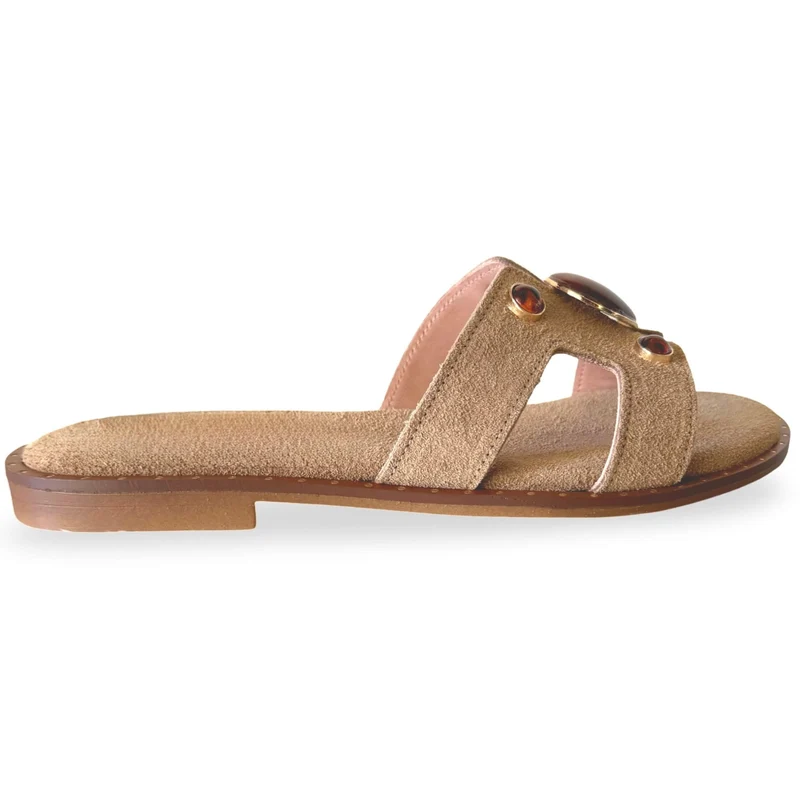Mosaic – Beige Sandton Wildleder Slipper