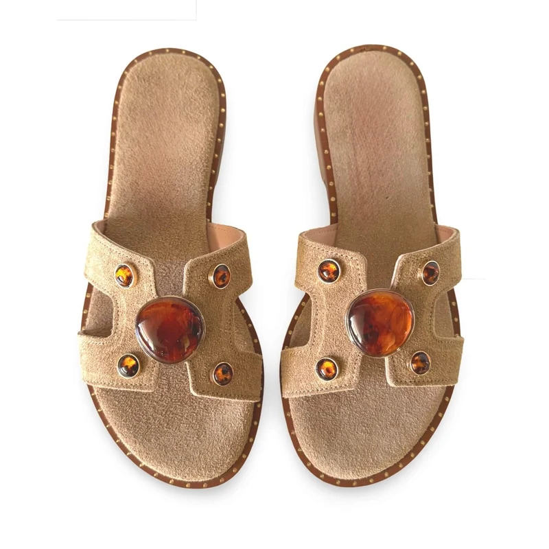 Mosaic – Beige Sandton Wildleder Slipper
