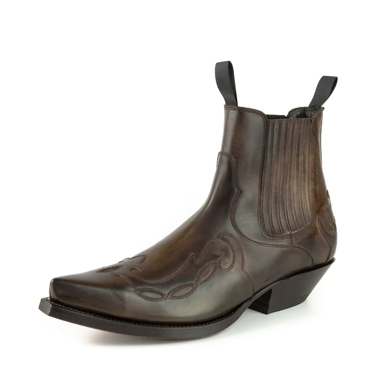 Cowboy Country Western Stiefeletten für Herren und Damen 1931 aus dunkelbraunem Leder