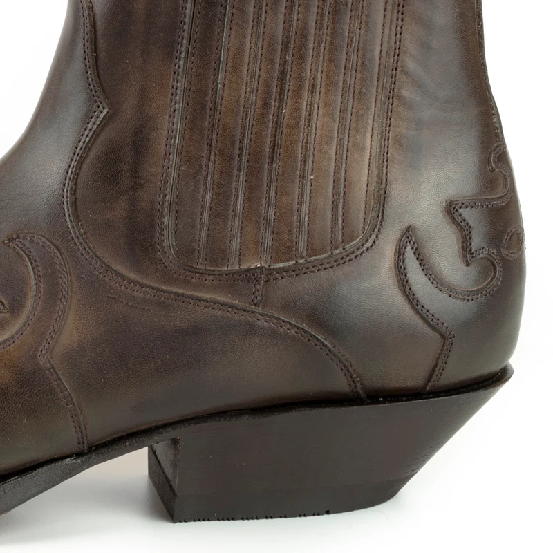 Cowboy Country Western Stiefeletten für Herren und Damen 1931 aus dunkelbraunem Leder