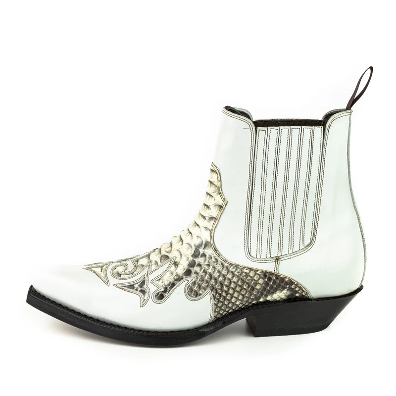 Urban Cowboy-Stiefeletten 2500 für Herren und Damen aus weißem und exotischem weißem Leder