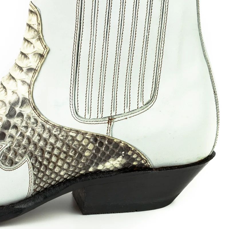 Urban Cowboy-Stiefeletten 2500 für Herren und Damen aus weißem und exotischem weißem Leder