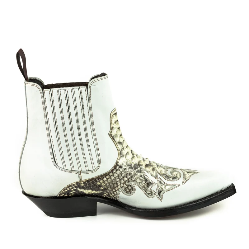 Urban Cowboy-Stiefeletten 2500 für Herren und Damen aus weißem und exotischem weißem Leder