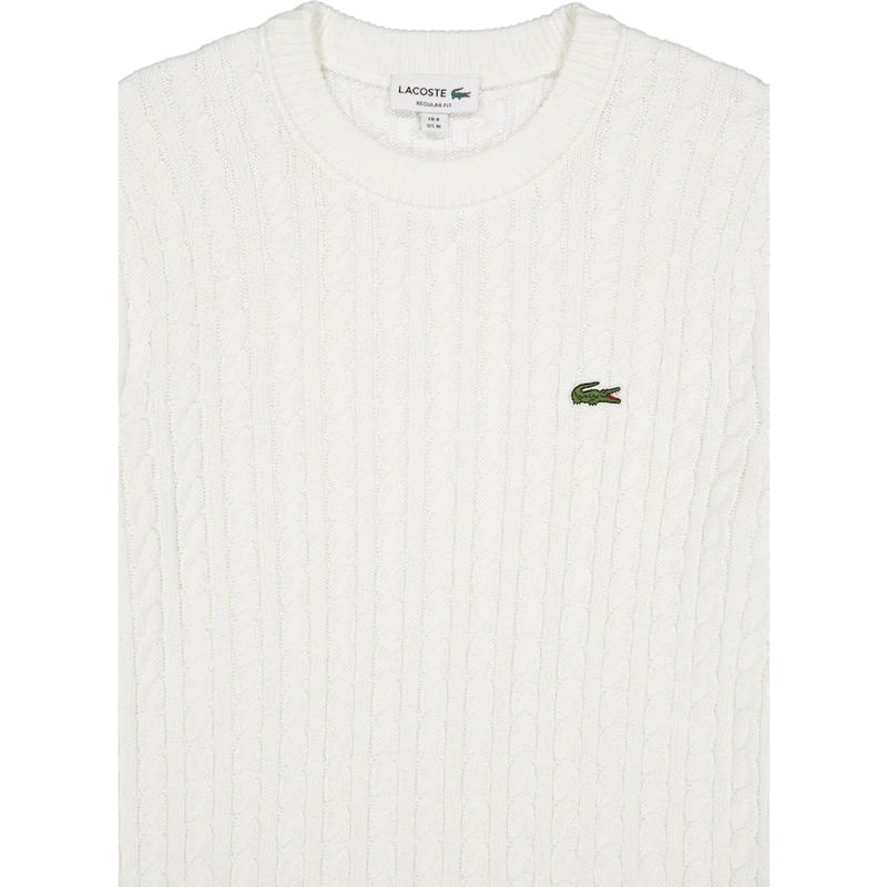 Cable Knit Cotton Sweater FLOUR/GREEN