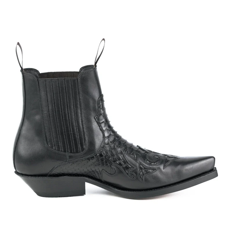 Urban Cowboy Boots für Damen und Herren, 2500 Schwarzes Leder und Exotic Black | Sofort lieferbar | Größe 41