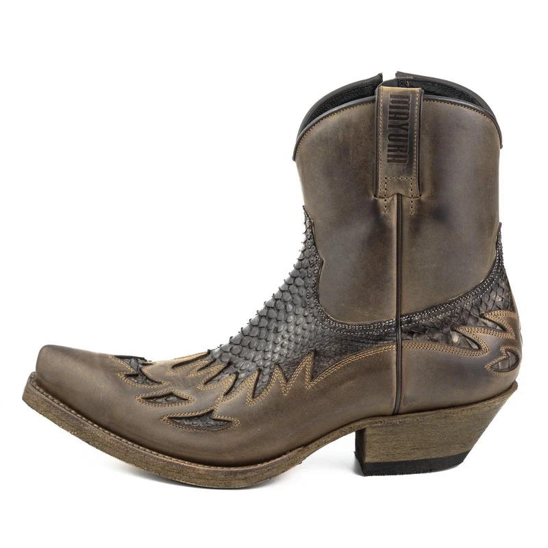 Herren-Cowboystiefel, Country- und Westernstiefel, Größe 12, exotisches braunes und schwarzes Leder | Sofort lieferbar | Größe 40