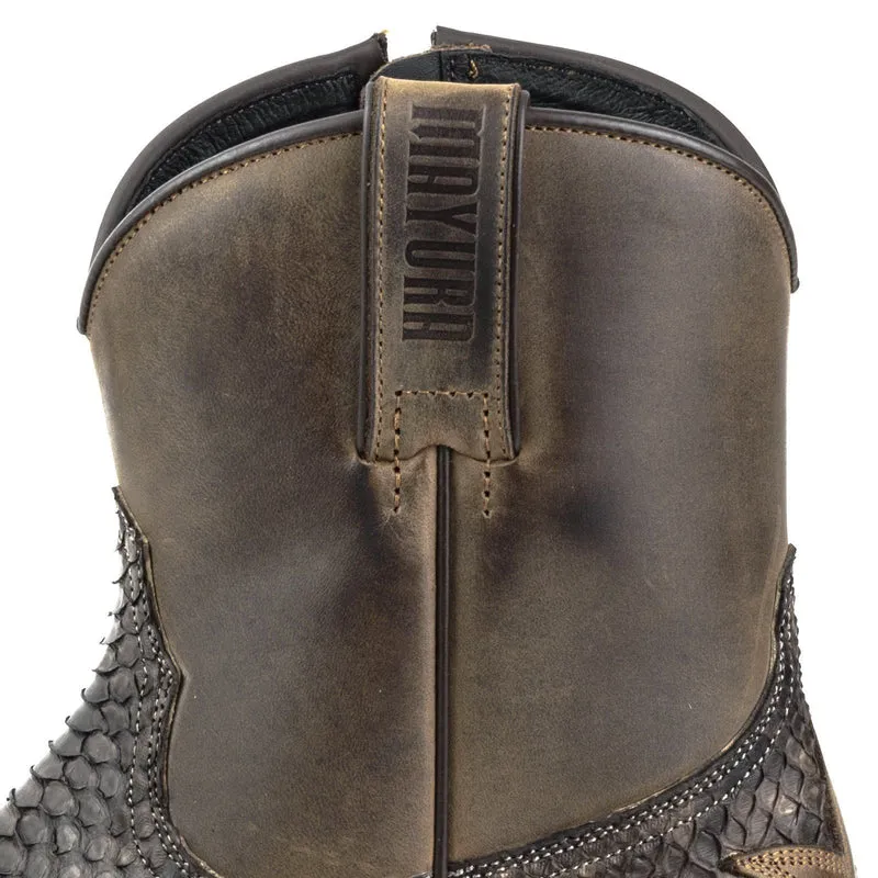 Herren-Cowboystiefel, Country- und Westernstiefel, Größe 12, exotisches braunes und schwarzes Leder | Sofort lieferbar | Größe 40