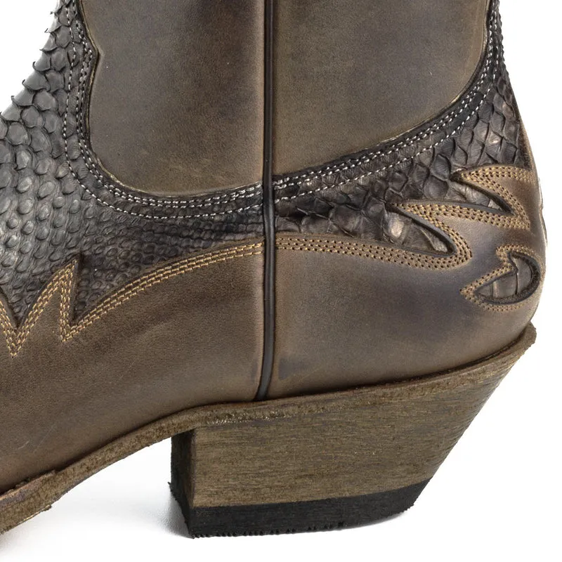 Herren-Cowboystiefel, Country- und Westernstiefel, Größe 12, exotisches braunes und schwarzes Leder | Sofort lieferbar | Größe 40