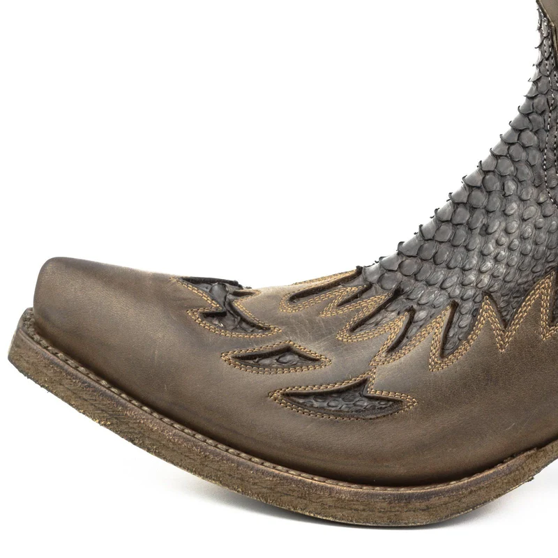 Herren-Cowboystiefel, Country- und Westernstiefel, Größe 12, exotisches braunes und schwarzes Leder | Sofort lieferbar | Größe 40