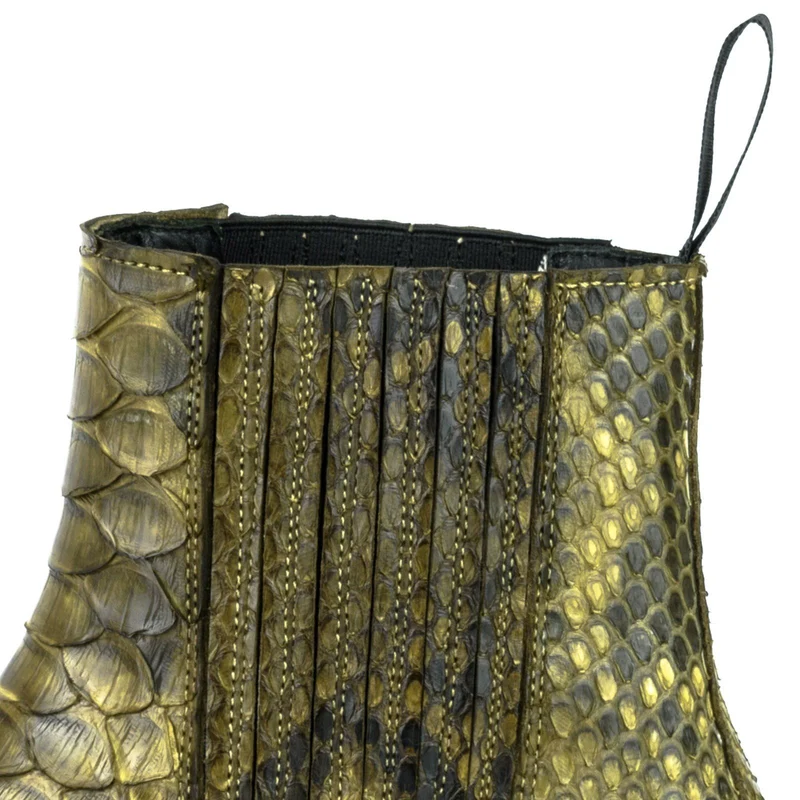 Damen-Urban-Boots 2496, exotisches Leder, Grün-Khaki | Sofort lieferbar | Größe 39