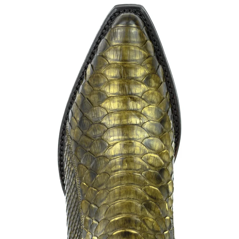 Damen-Urban-Boots 2496, exotisches Leder, Grün-Khaki | Sofort lieferbar | Größe 39