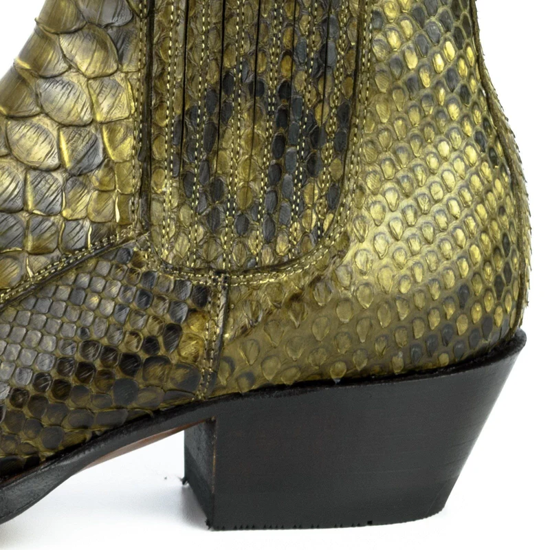 Damen-Urban-Boots 2496, exotisches Leder, Grün-Khaki | Sofort lieferbar | Größe 39