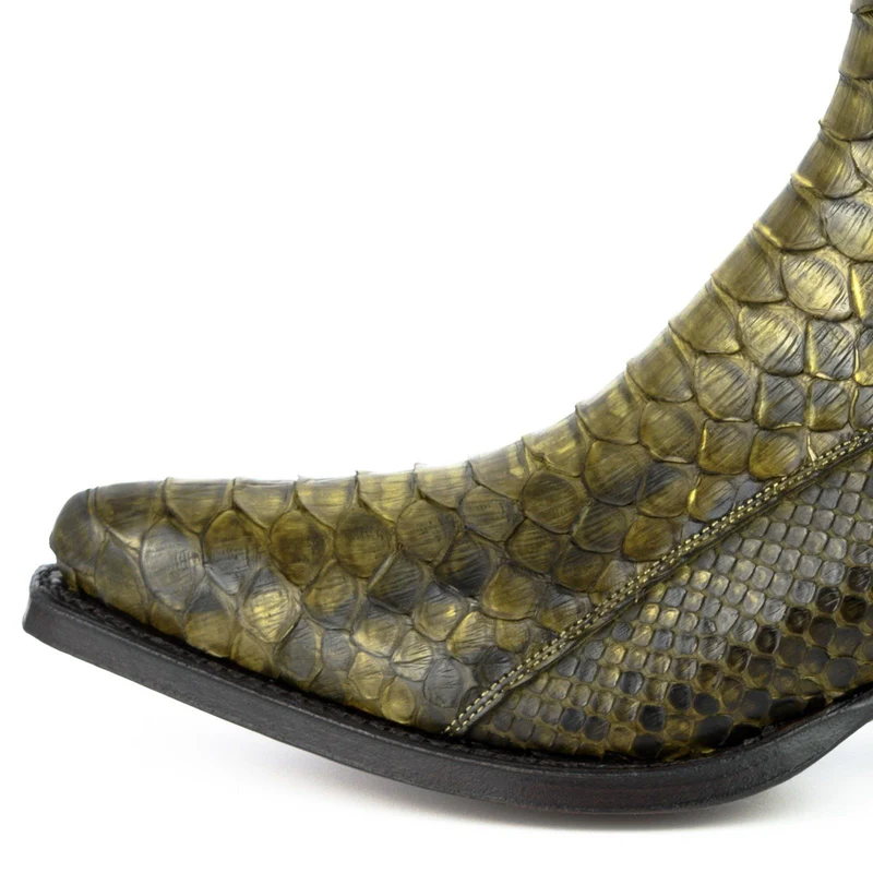Damen-Urban-Boots 2496, exotisches Leder, Grün-Khaki | Sofort lieferbar | Größe 39