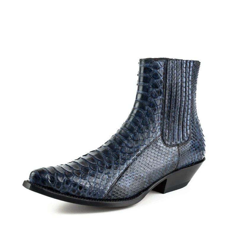Exotische Stiefeletten Herren 2575 Exotisches Leder Blau