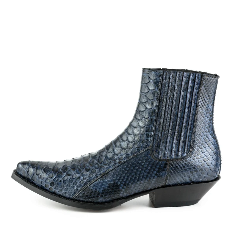 Exotische Stiefeletten Herren 2575 Exotisches Leder Blau