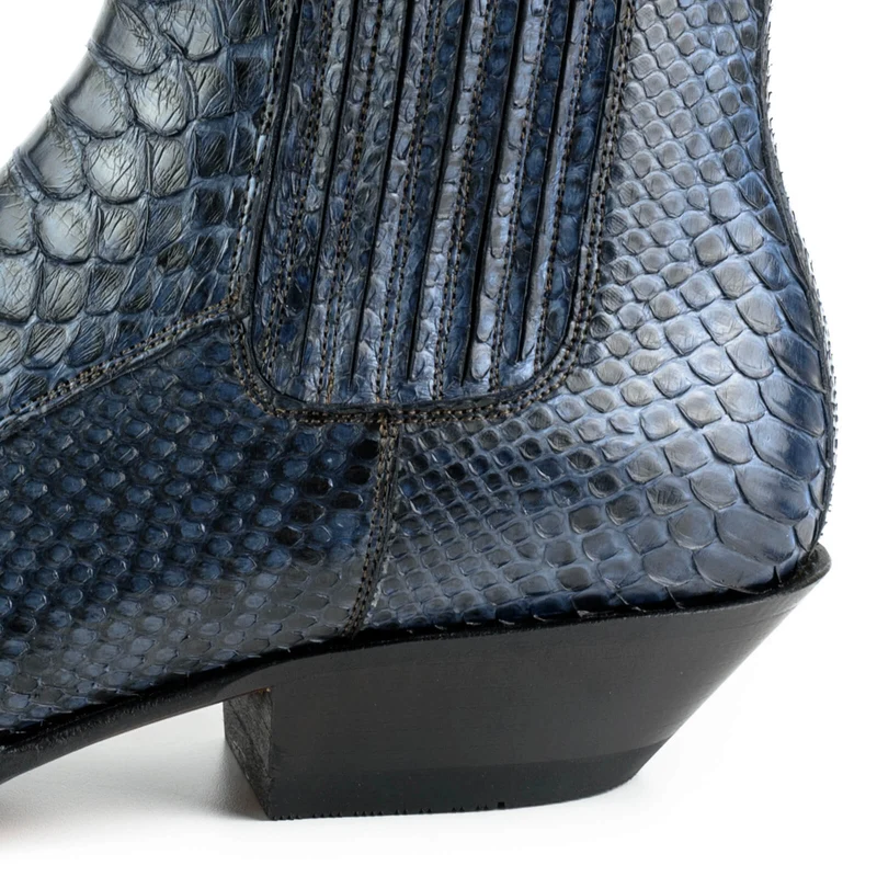 Exotische Stiefeletten Herren 2575 Exotisches Leder Blau