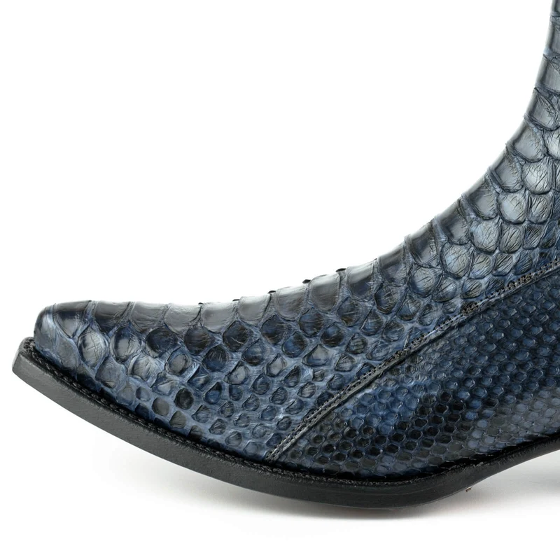 Exotische Stiefeletten Herren 2575 Exotisches Leder Blau