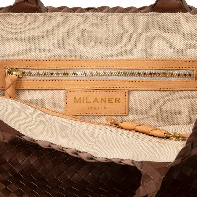 The Travel Elena Woven Handbag - Premium-Leder