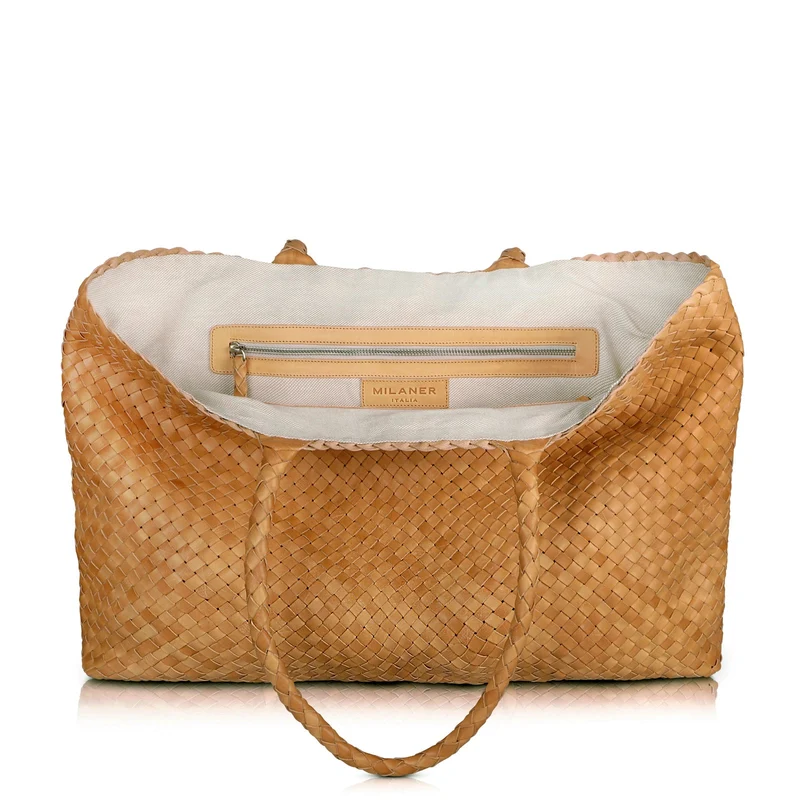 The Travel Elena Woven Handbag - Premium-Leder