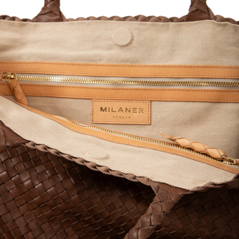 The Travel Elena Woven Handbag - Premium-Leder