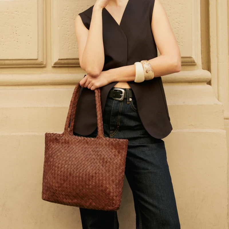 The Mini Elena Woven Handbag - Premium-Leder
