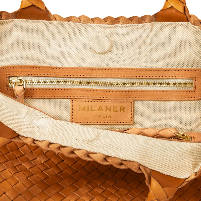 The Classic Elena Woven Handbag - Premium-Leder
