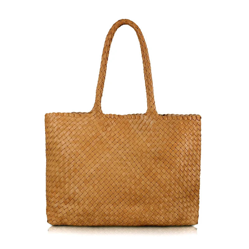 The Classic Elena Woven Handbag - Premium-Leder