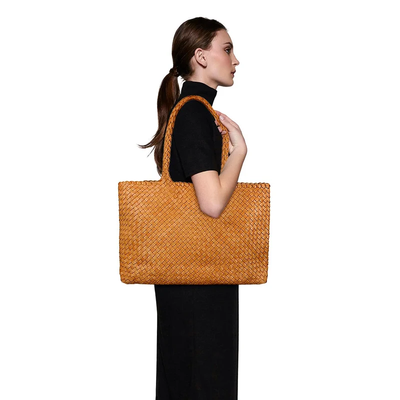 The Classic Elena Woven Handbag - Premium-Leder