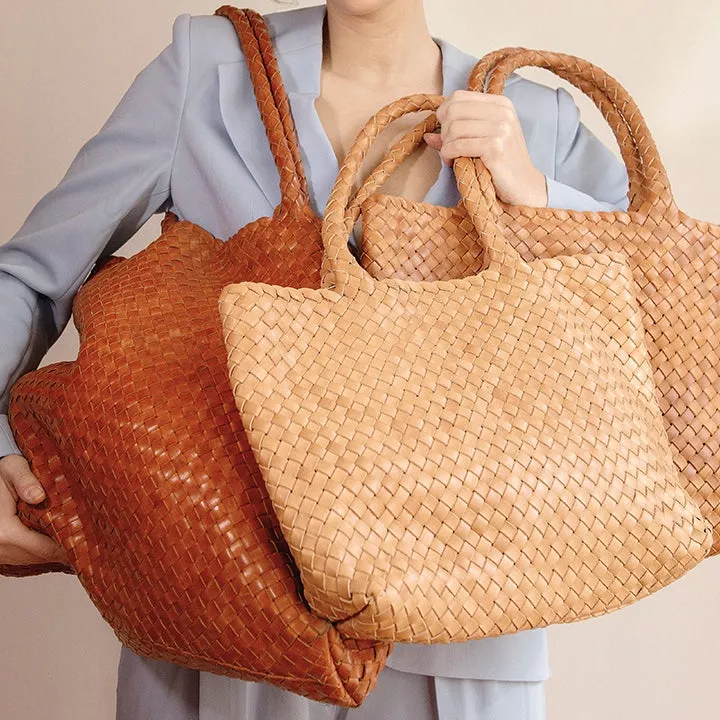 The Classic Elena Woven Handbag - Premium-Leder
