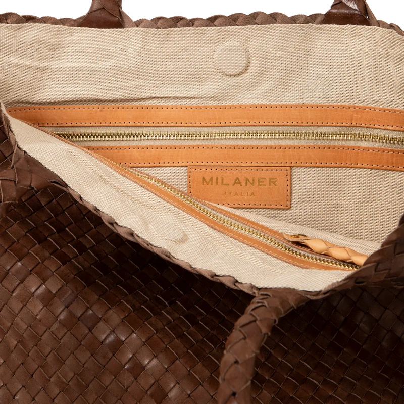 The Classic Elena Woven Handbag - Premium-Leder
