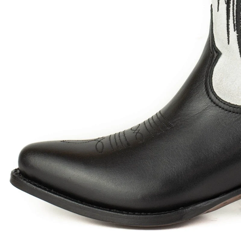 Schwarz-weiße Cowboystiefel für Damen mit Flügeln Schwarz 2666