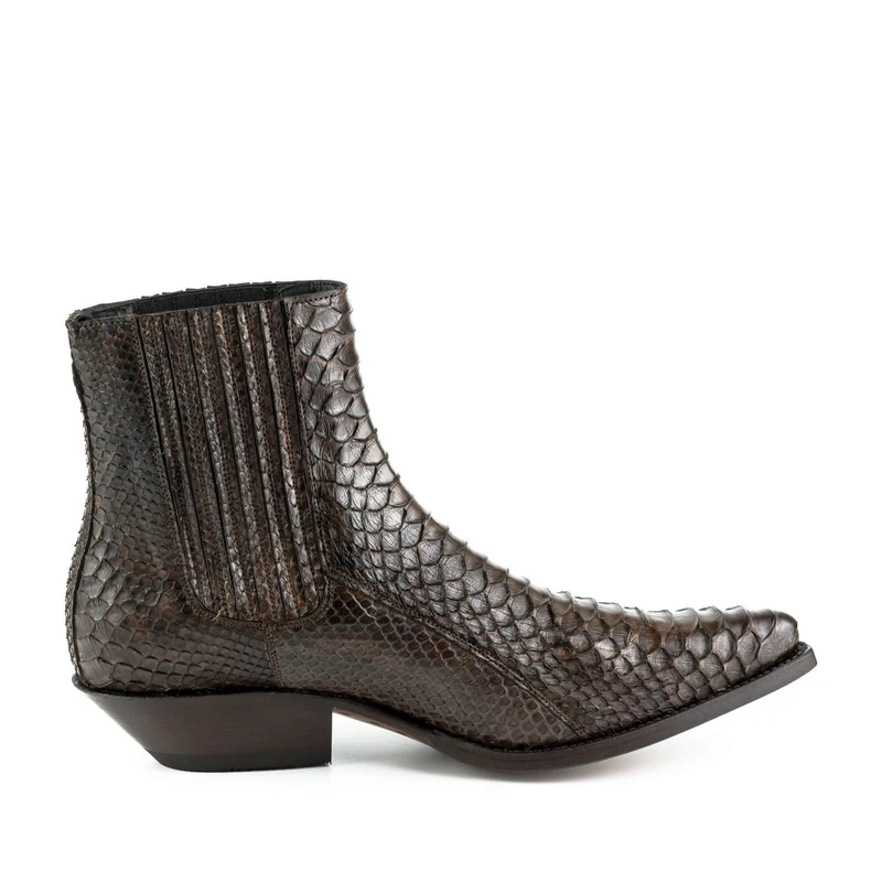 Exotische Stiefeletten Herren 2575 Exotisches Leder Dunkelbraun