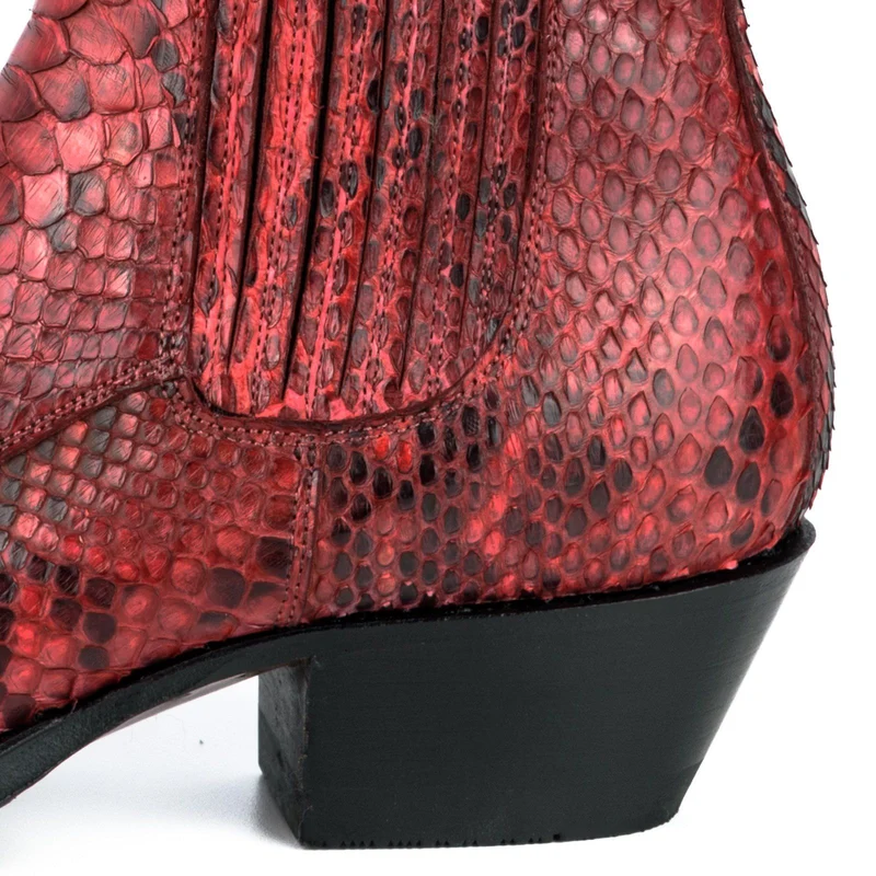 Damen Urban Stiefeletten 2496 Exotisches Leder Rot