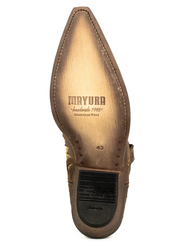 Herren Country Western Cowboystiefel 2567 Exotisches braunes und gelbes Leder