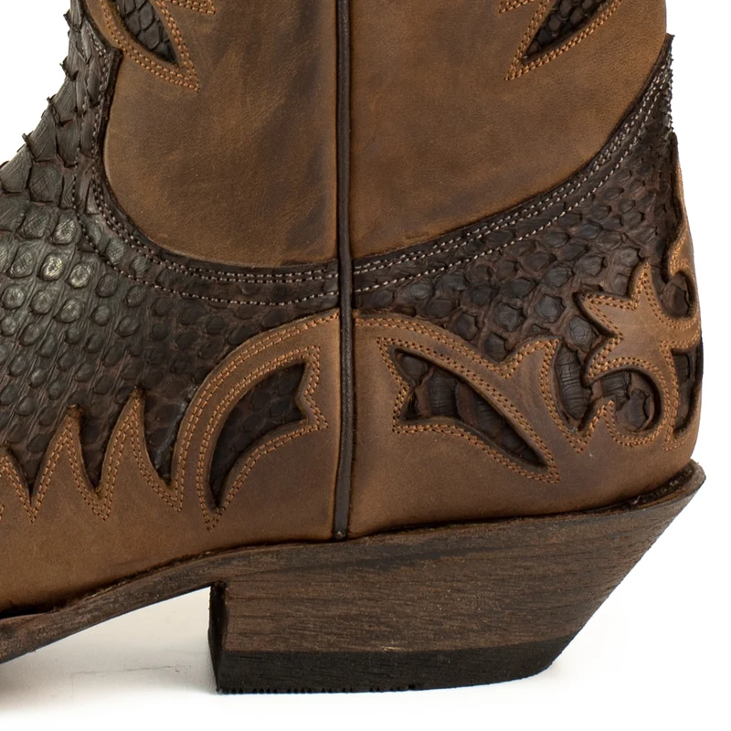 Herren Country Western Cowboystiefel 2567 Exotisches braunes und schwarzes Leder