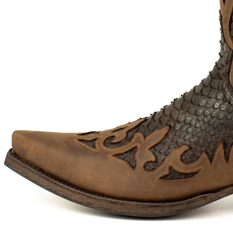 Herren Country Western Cowboystiefel 2567 Exotisches braunes und schwarzes Leder