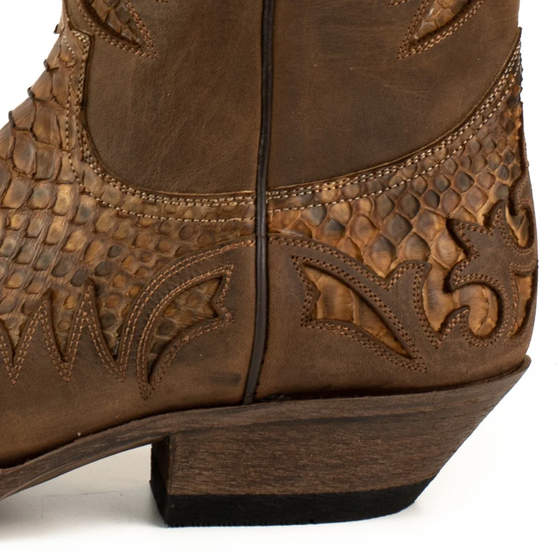 Herren-Country-Western-Cowboystiefel 2567 aus braunem und exotischem braunem Leder