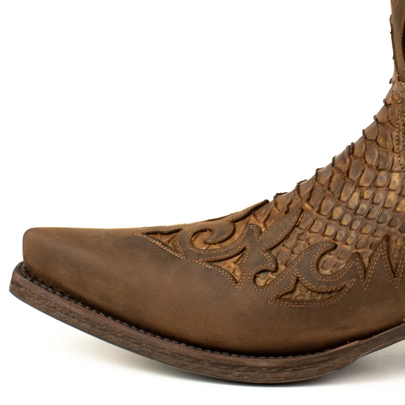 Herren-Country-Western-Cowboystiefel 2567 aus braunem und exotischem braunem Leder