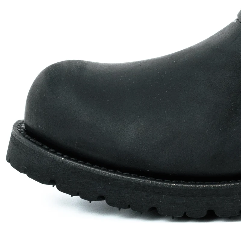 Herren- und Damen-Biker-Stiefeletten 1581-5 aus schwarzem Leder