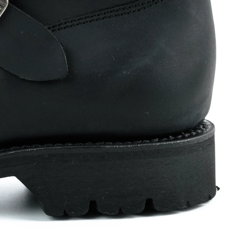 Herren- und Damen-Biker-Stiefeletten 1581-5 aus schwarzem Leder