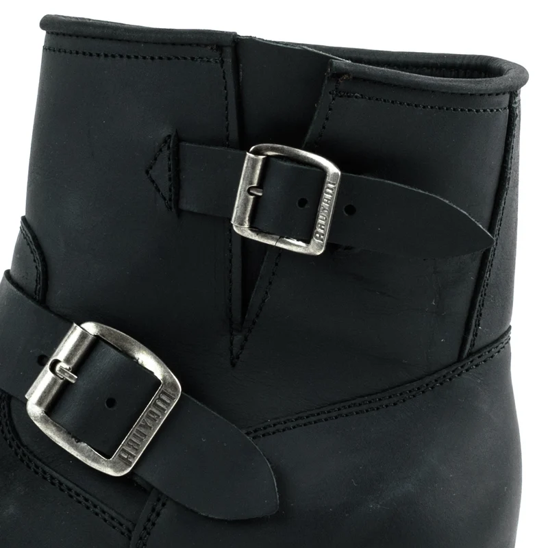 Herren- und Damen-Biker-Stiefeletten 1581-5 aus schwarzem Leder